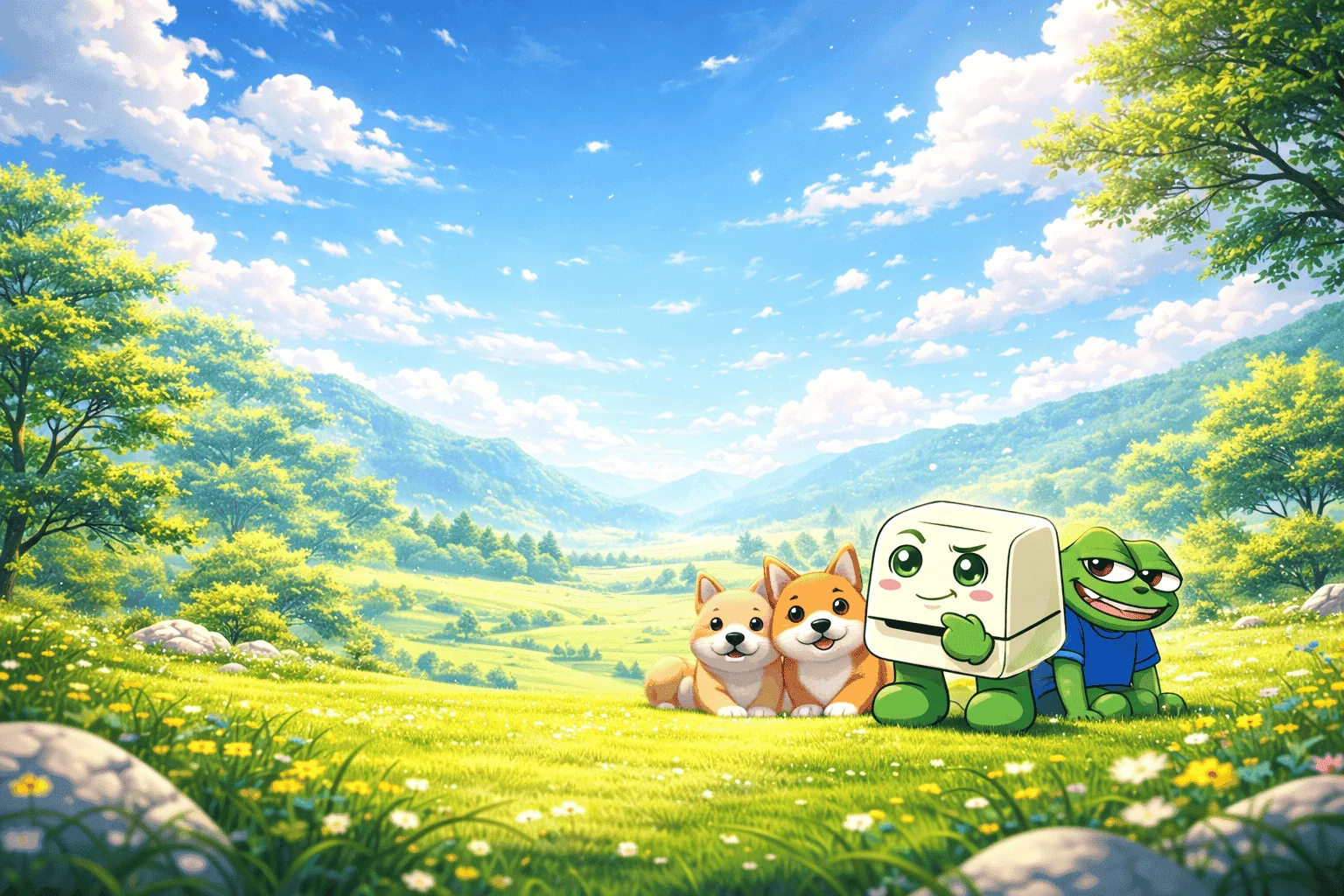 Purinta and friends in a meadow